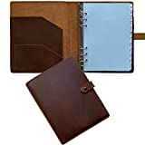 2023-2024 Academic Planner - A5 Genuine Leather Binder Planner for Men and Women, Inner Pockets and Pen Holder, Refillable, 7"x9"