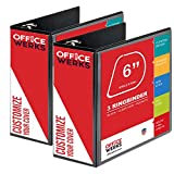 3 Ring Binder, 2 Pack of 6 Inch Capacity D Ring Binders, 8.5" x 11" Presentation Folder View Binder with Pockets, Durable Non-Stick Customizable Clear View Cover for Documents, Files, Projects (Black)