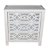 River of Goods Drawer Chest: Glam Slam 3-Drawer Mirrored Wood Cabinet Furniture, White/Ivory with Gold Brushed Finish