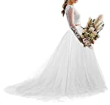 Women Wedding Detachable Train Overskirt Bridal Long Train Floor Length Tulle Skirt (White, Plus Size,US 16-24W)