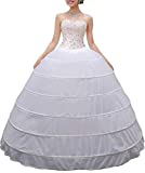 Women Crinoline Petticoat A-line 6 Hoop Skirt Slips Long Underskirt for Wedding Bridal Dress Ball Gown White