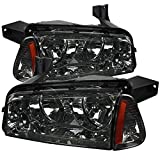 Carpartsinnovate For 06-10 Dodge Charger Replacement Smoke Headlights Headlamps+Corner Signal Lamps