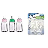 NUK First Essentials 5-Ounce Clear View Bottles, Slow Flow with Gerber First Essential 6 Pack Silicone Nipples, Slow Flow