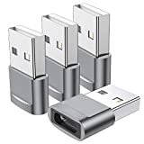 USB C Female to USB Male Adapter 4-Pack,Type C to USB A Charger Cable Adapter,Compatible with iPhone 13 12 11 Mini Pro Max,iPad 2020,Samsung Galaxy Note 10 S21 S20 Plus,Google Pixel 5 4A 3 XL