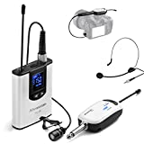 Wireless Headset Lavalier Microphone System -Alvoxcon Wireless Lapel Mic Best for IPhone, DSLR Camera, PA Speaker, Youtube, Podcast, Video Recording, Conference, Vlogging, Church, Interview, Teaching