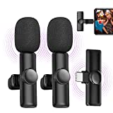 Wireless Lavalier Microphone, Plug and Play Lapel Clip-on Mini Mic for YouTube, TikTok, Facebook Live Stream, Noise Reduction Auto-Sync, NO APP or Bluetooth Needed