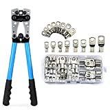 HKS Battery Cable Lug Crimping Tool 10-1 AWG with 60Pcs Copper Ring Terminals 8 Sizes Cable Lugs Set, Heavy Duty Wire Crimper for Battery Wire Terminal