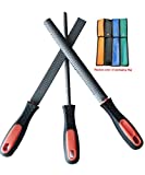 YCAMMIN 8" Wood Rasp File Set with Rubber Grip - Includes Hand Cut Round, Half-Round, and Flat Rasp File Kit - Curved and Flat Tools(3 Pcs)The Color of Packing Bag is Random