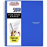 Five Star Spiral Notebook + Study App, 5-Subject, College Ruled Paper, Fights Ink Bleed, Water Resistant Cover, 8-1/2" x 11", 200 Sheets, Blue (73635)