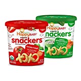 Happy Baby Organics Snackers Baked Grain Snack, 2 Flavor Veggie Variety Pack, 1.5 Ounce (Pack of 6)