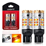 LASFIT Canbus Ready 7443 led bulb 7444 Error Free 7444na Switchback for Front Turn Signal Dual Color Daytime Running(DRL) Parking Light Plug & Play ONLY for Standard Socket Amber/White (2 pcs)