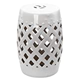 Outsunny 13" x 18" Ceramic Side Table Garden Stool with Knotted Ring Design & Glazed Strong Materials, White