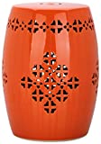 SAFAVIEH Home Collection Quatrefoil Orange Ceramic Decorative Indoor/ Outdoor Garden Stool (Fully Assembled)