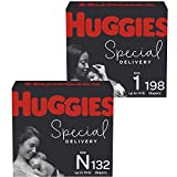 Hypoallergenic Newborn Baby Diapers (132ct) & Size 1 (198ct), Huggies Special Delivery