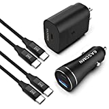 Super Fast USB C Charger Kit, 25W PD&PPS EASDMN Type C Charger Fast Charging Block/Car Adapter for Samsung Galaxy S21/S20/Plus/Ultra/Note 20/10/Z Fold 3, iPad Pro/Air, with 2X Type C to C Cord(3.3ft)