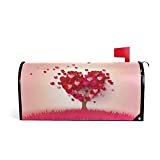 SUABO Red Love Tree Magnetic Mailbox Cover Valentines Day Mailbox Wrap Post Letter Box Cover Home Decorative for Standard Mailboxes