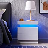 Generic LED Nightstand with 2 Drawers, Bedside Table with Drawers for Bedroom Furniture, Side Bed Table with LED Light