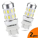 LUMENEX 3157 LED Reverse Light Bulbs 5630 24SMD 3056 3057 3156 3157 4157 with Projector Replacement for Turn Signal Backup Tail Brake Parking Lights, 6000K Xenon White