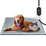Feeko Pet Heating Pad, 16''x28'' Large Electric Heating Pad for Dogs and Cats Indoor Adjustable Warming Mat with Auto-Off and 6 Heat Setting, Chew Resistant Cord, Navy Grey