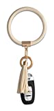 Coolcos Key Ring Bracelets Wristlet Keychain Bangle Keyring - Large Circle Leather Tassel Bracelet Holder For Women Gift (Ivory white)