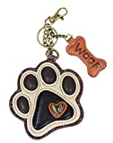 Chala Paw Print Key Fob Coin Purse, Dog Lover Gift (Ivory)