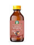 AYURVEDASHREE Mustard Oil 3.38 fl oz.. Cold Pressed Oil, Extracted on Wooden Churner with Traditional Method to Sustain maximum nutrition, Cold-Pressed, 100% Pure & Natural, No GMO,Untreated and Unrefined, Mustard Oil, 100 ML, Cooking & Flavor Enhancer in Many Cuisines