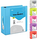 3 Slant D-Ring Binder 3 Inch Blue, 3 in Clear View Cover with 2 Inside Pockets Binder, Heavy Duty Colored School Supplies Binders ,Also Available in Green, Grey, Purple, Red, Pink (1 PC) – by Enday