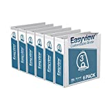 EasyView Premium 3-Inch Binders, Customizable Ring Binders for School or Work, Pack of 6, D Ring, White