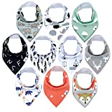 Diaper Squad 100% Organic Cotton Woodland 10-Pack Baby Drool Bandana Bibs for Boys and Girls
