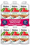 NOKA Superfood Smoothie Pouches (Mango Coconut) 12 Pack, 100% Organic Healthy Fruit Squeeze Snack Packs, Meal Replacement, Non GMO, Gluten Free, Vegan, 5g Plant Protein, 4.2oz Ea (Packaging May Vary)