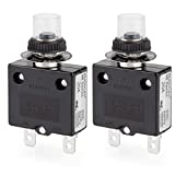 Thermal Circuit Breaker, DIYhz 20 Amp Push Button Manual Reset Circuit Breaker 32V DC 125/250VAC 50/60Hz with Quick Connect Terminals and Waterproof Button Transparent Cap 2Pcs