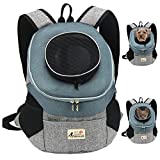 RABBICUTE Pet Dog Carrier Backpack Adjustable Breathable Front Pack Head Out Removable Design Puppy Cat Dog Backpack for Dogs Padded Shoulder Bag for Travelling Hiking Camping Outdoor Trip