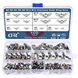 OCR 100Pcs 7Sizes Butterfly Wing Nuts Assortment Kit, M3 M4 M5 M6 M8 M10 Sizes Stainless Steel Wing Nuts Fasteners