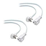 Cable Matters 2 Pack Premium Braided Flat Plug Extension Cord 3 Prong 6 ft (Low Profile Power Extension Cord)