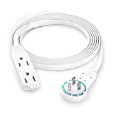 Maximm Cable 6 Ft 360° Rotating Flat Plug Extension Cord/Wire, 16 AWG Multi 3 Outlet Extension Wire, 3 Prong Grounded Wire - White - UL Approved