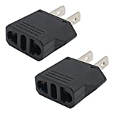 US Plug Adapter, Small European to US Plug Adapter, Black European to American Outlet Plug Adapter, EU to US Adapter, Fireproof Safe Europe/Asia to USA/Canada Travel Power Plug Adapter (2-Pack)