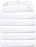 Glarea Microfiber Fitted Sheets or Bottom Sheets or Deep Pocket Sheet, White, Twin Size (Bulk Pack of 6)