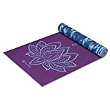 Gaiam Yoga Mat Premium Print Reversible Extra Thick Non Slip Exercise & Fitness Mat for All Types of Yoga, Pilates & Floor Workouts, Purple Lotus, 68"L x 24"W x 6mm Thick