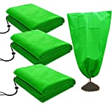 YAR 3 PCS Plant Covers Freeze Protection 2.8oz Thicken Winter Drawstring Plant Frost Cover 31" x 39" Winter Frost Protection for Plants Anti-Freeze for Shrub and Trees Green