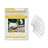 GROWNEER Thickened 1.18 oz 10 x 30 Feet Plant Covers Fabric Freeze Protection Shrub Cover with 12 Pcs Garden Stakes, Winter Tree Cover for Season Extension, Cold Frost Freeze Protection