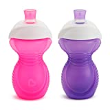 Munchkin Click Lock Bite Proof Sippy Cup, 9 Ounce, 2 Pack, Pink/Purple