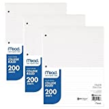 Mead Loose Leaf Paper, Filler Paper, College Ruled, 200 Sheets, 11 x 8-1/2 inches, 3 Hole Punched, 3 Pack (73189)