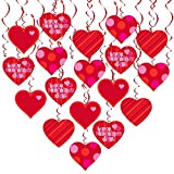 Valentine Day Hanging Swirl Hearts Decorations - Pack of 30 | Valentines Day Decorations | Hanging Heart Decorations | Conversation Hearts Decorations | Hanging Valentines Day Ceiling Decorations