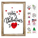 Farmhouse Wall Decor Signs With 8 Interchangeable Seasonal Sayings For Valentines Day Home Decor signs-christmas Valentines Day decorations for Home-11x16" Rustic Wood Picture Frame with 8 Designs
