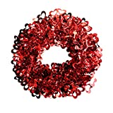 Ochine Tinsel Heart Wreaths Garland Valentines Day Red Heart Shaped Wreaths Decor Valentine Hanging Door Wall Wreath Wedding Wreaths for Valentines' Day Wedding Party Decorations