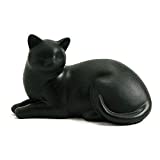 Cozy Cat Polyresin Cremation Cat Urn - Extra Small - Holds Up to 25 Cubic Inches of Ashes - Black Pet Cremation Urn for Ashes - Engraving Sold Separately