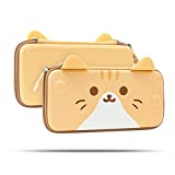 GeekShare Cat Ears Carry Case Compatible with Nintendo Switch/Switch OLED - Portable Hardshell Slim Travel Carrying Case fit Switch Console & Game Accessories (Yellow, Small)