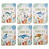 30 Under The Sea Thank You Cards w/Envelopes & Stickers, Bulk Boxed Set Assortment of Whale, Shark & Turtle Thank You Notes. Assorted Ocean Watercolor Cards Pack for Kids Birthdays, Baby Shower