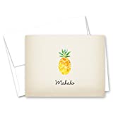 50 Watercolor Rustic Pineapple Hawaiian Mahalo Thank You Cards + Envelopes