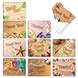 The Best Card Company - 20 Thank You Note Cards with Envelopes (4 x 5.12 Inch) - Assorted Boxed Set of Gratitude Notecards (10 Designs, 2 Each) - Beach Notes AM6113TYG-B2x10